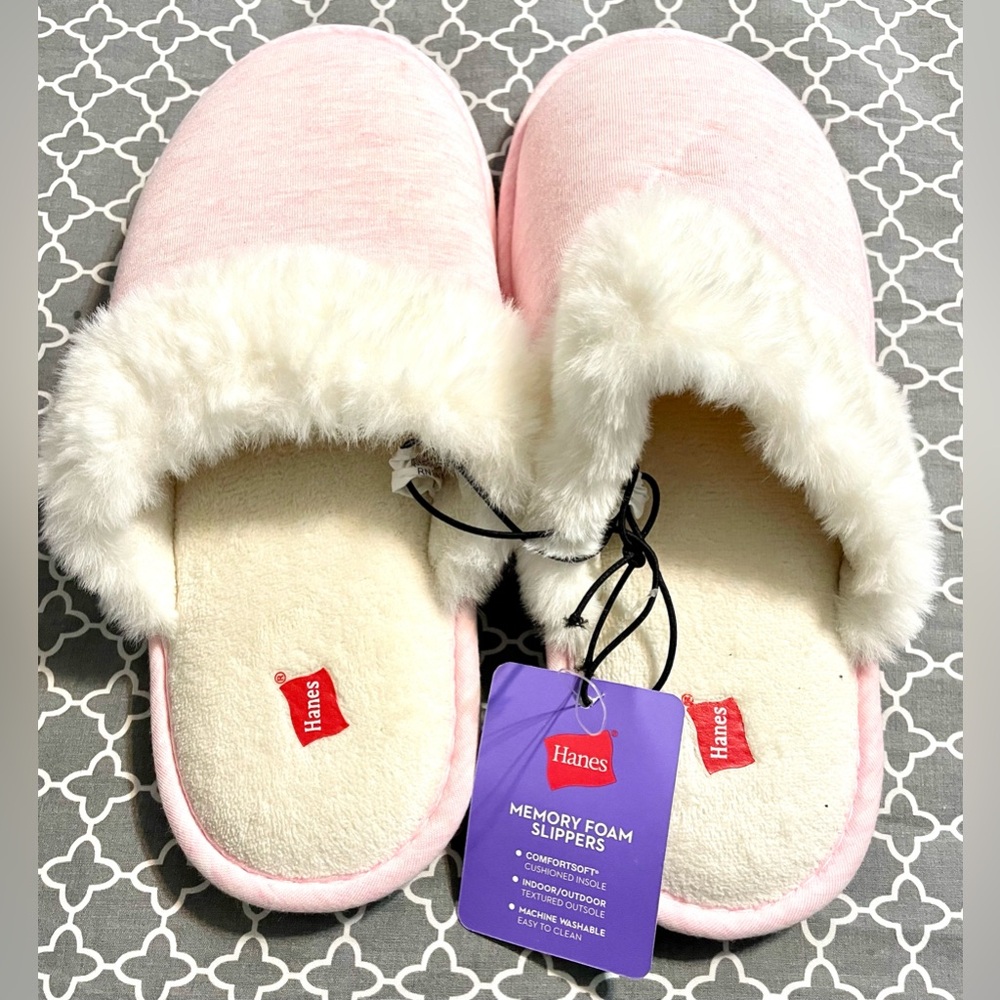 HANES Womens ComfortSoft Slip On Memory Foam slippers cozy/fuzzy size S/M NWT - Picture 8 of 9